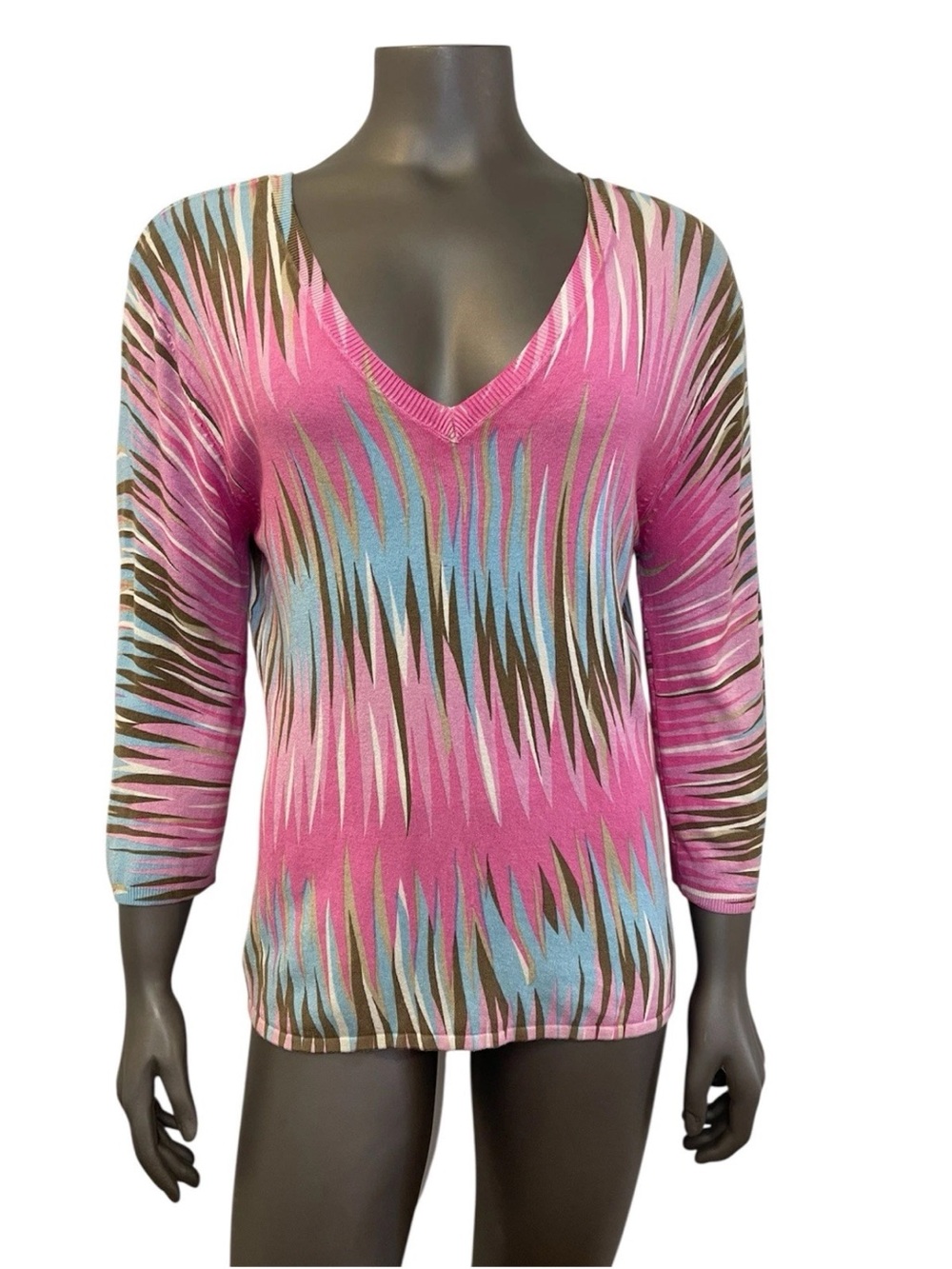 Red label Top Womens XL Multicolor Colorful V Neck Sweater Dolman Nordstrom